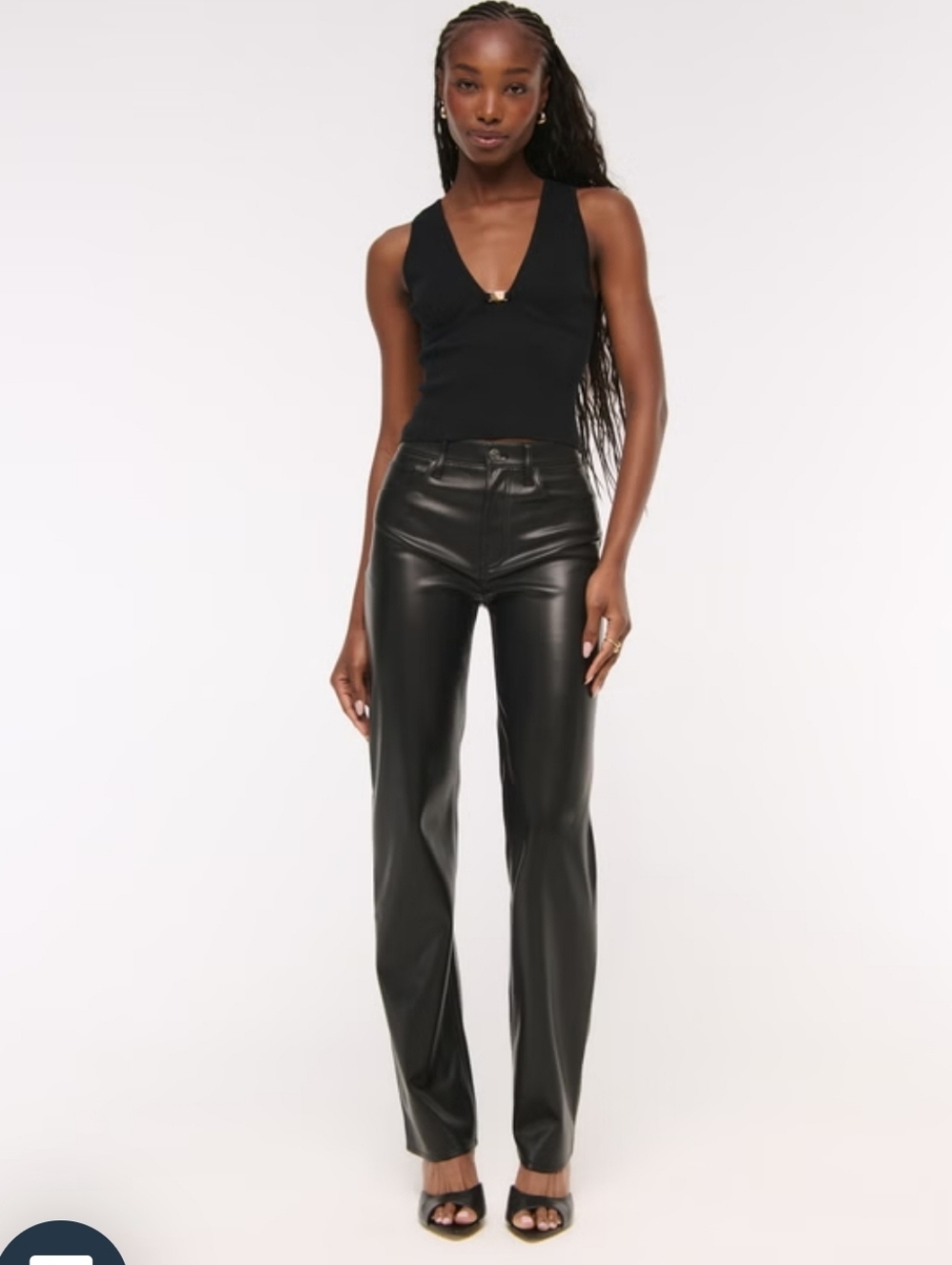 Abercrombie & Fitch Black Faux Leather 90s Relaxed Ultra High Rise Size 32 Nwt